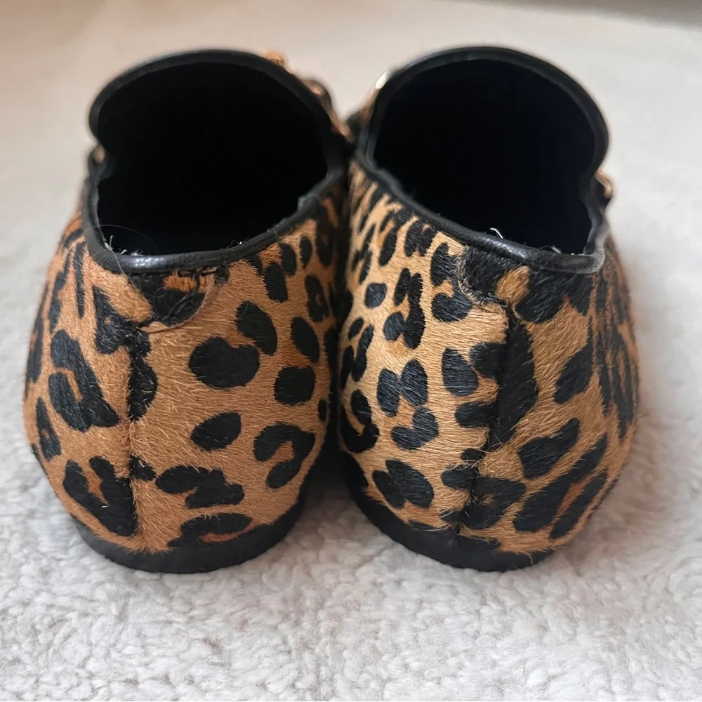 NWT Chico's Leopard Print Loafers with Gold Chain Women Size 7